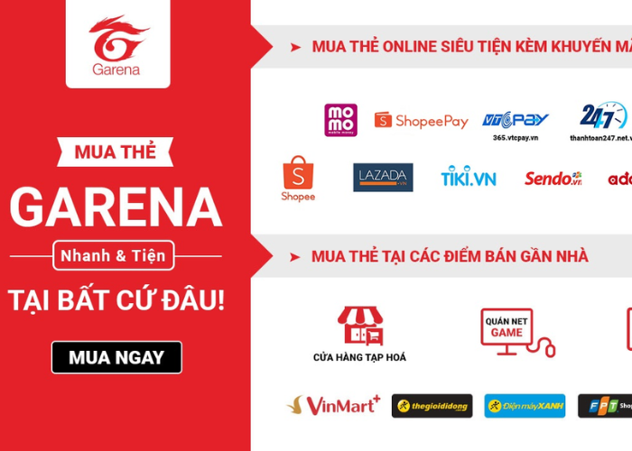 Thẻ Garena thường bán ở đâu?